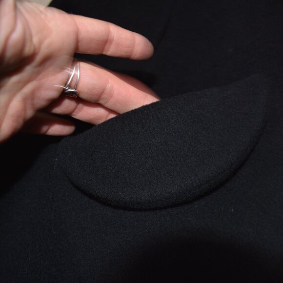 Rare Vintage Fairbrooke Wool Black Cloak Cape Coat Long Swing Style - Picture 9 of 12